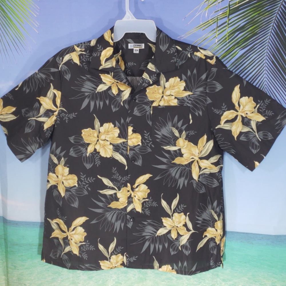 Edwards Men's Hawaiian Tropical Floral Button Down